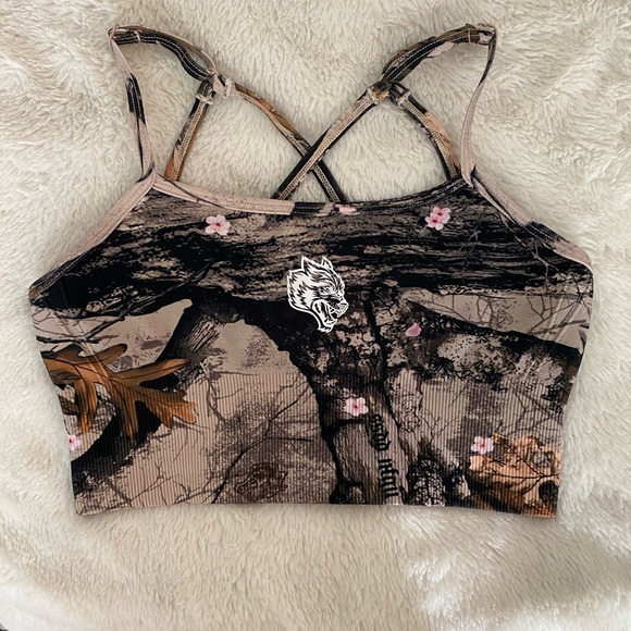 Darc Sport Cherry Blossom Woodland Camo Crop Top/ Bralette - Picture 1 of 5